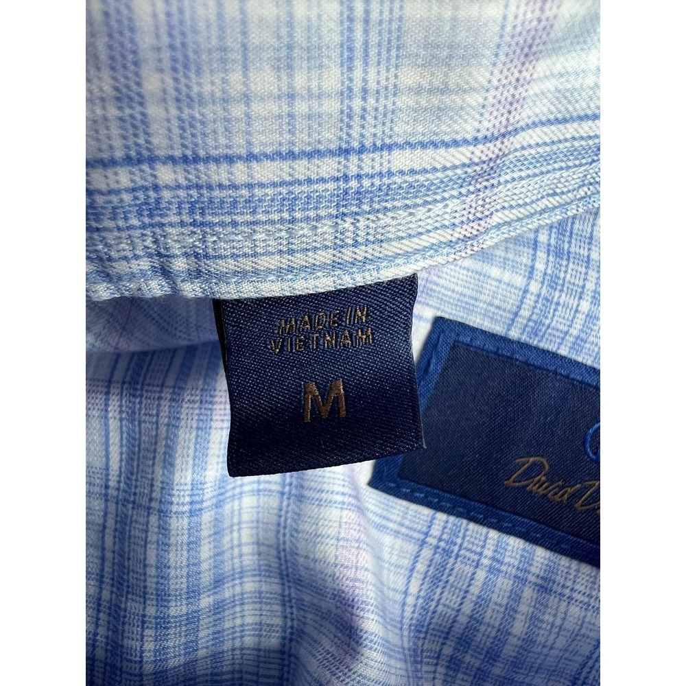 David Donahue Dress Shirt Mens Medium Blue Plaid Button Down Cotton Long Sleeve - Picture 5 of 9